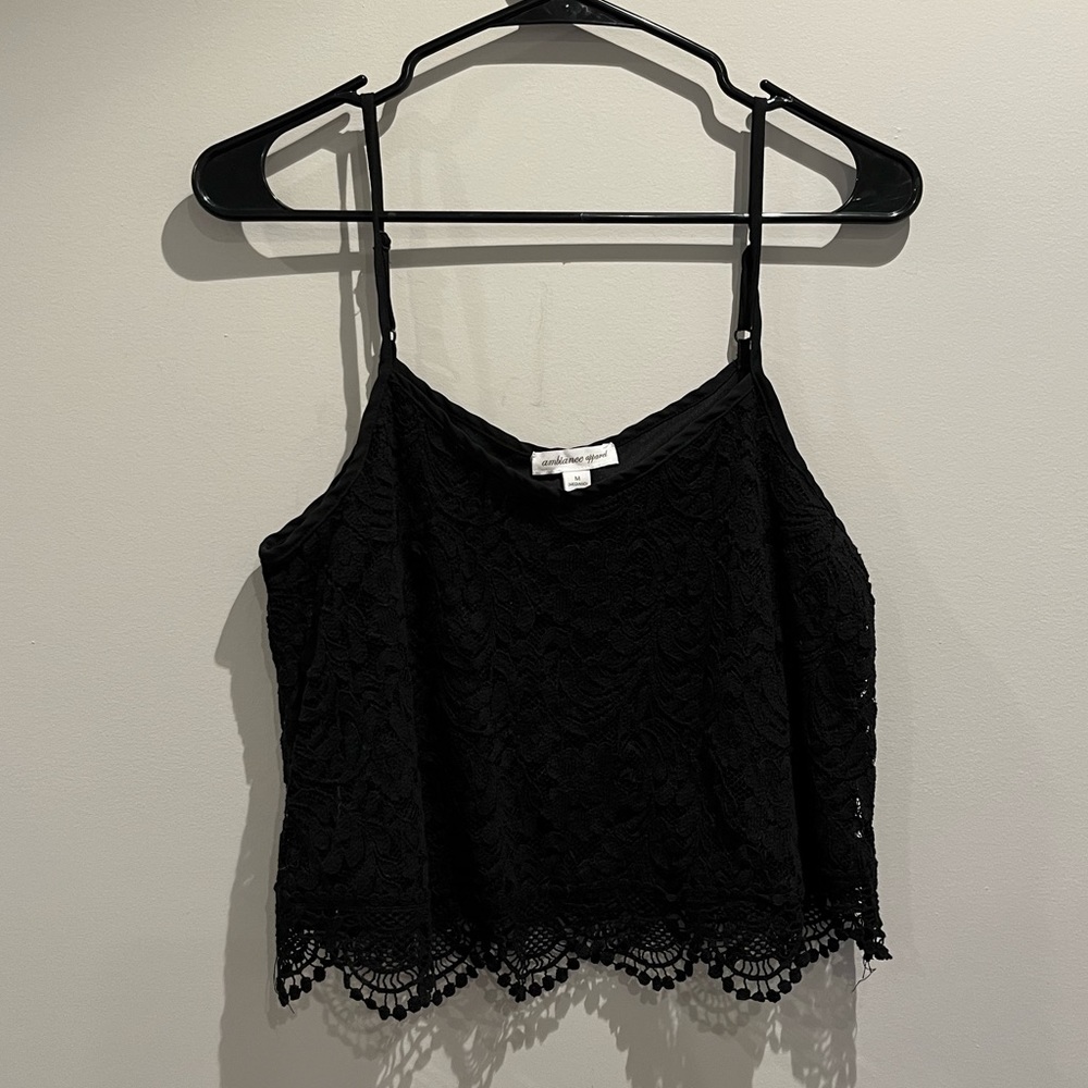 Black lace crop top